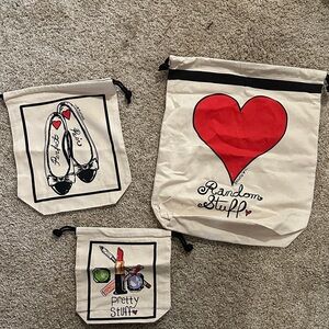 Set of 3 Brighton canvas drawstring bags